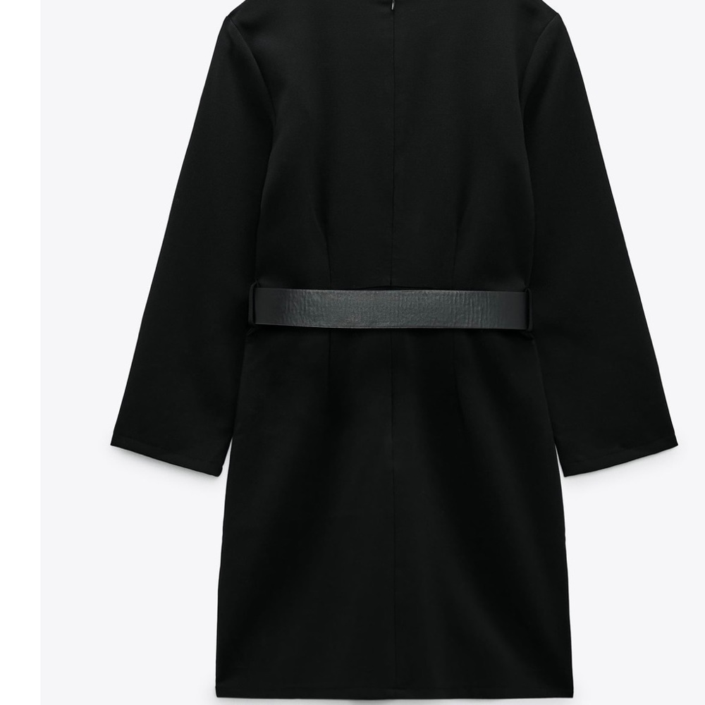 New Black shirt dress with belt. Original size is small - Picture 3 of 4